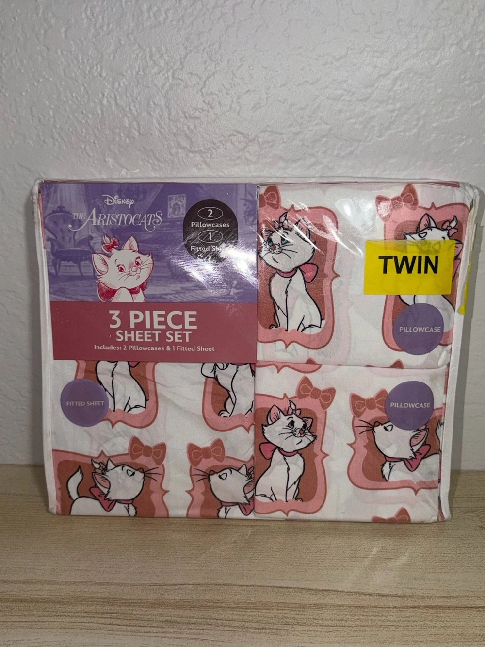 NWT Disney The Aristocats Marie Twin Sheet Set 3 PC Bedding Pink White New